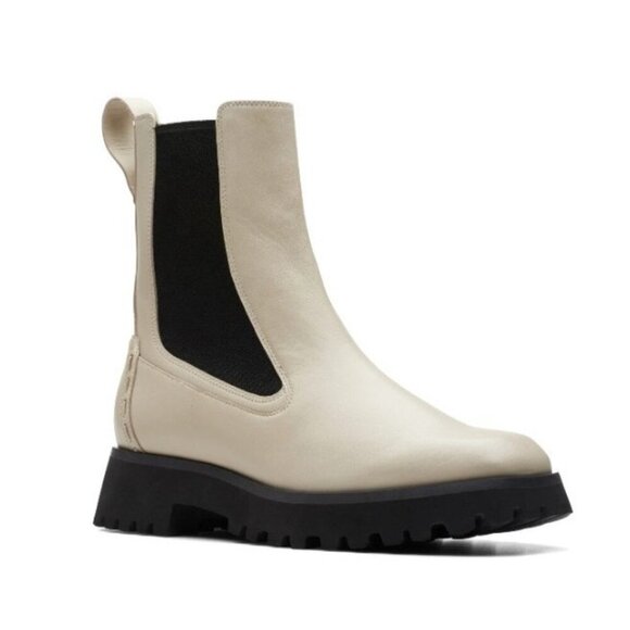 Clarks Stayso Rise Womens Ivory Leather Slip On Chelsea Boots Size: 8 NIB - Picture 2 of 6
